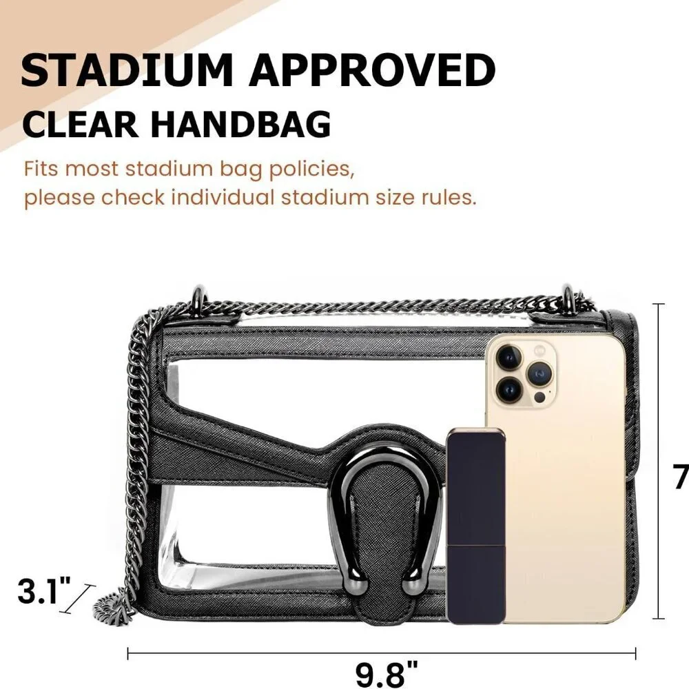 Women's Clear Crossbody Bag Vegan Leather Small Stadium Approved Purse